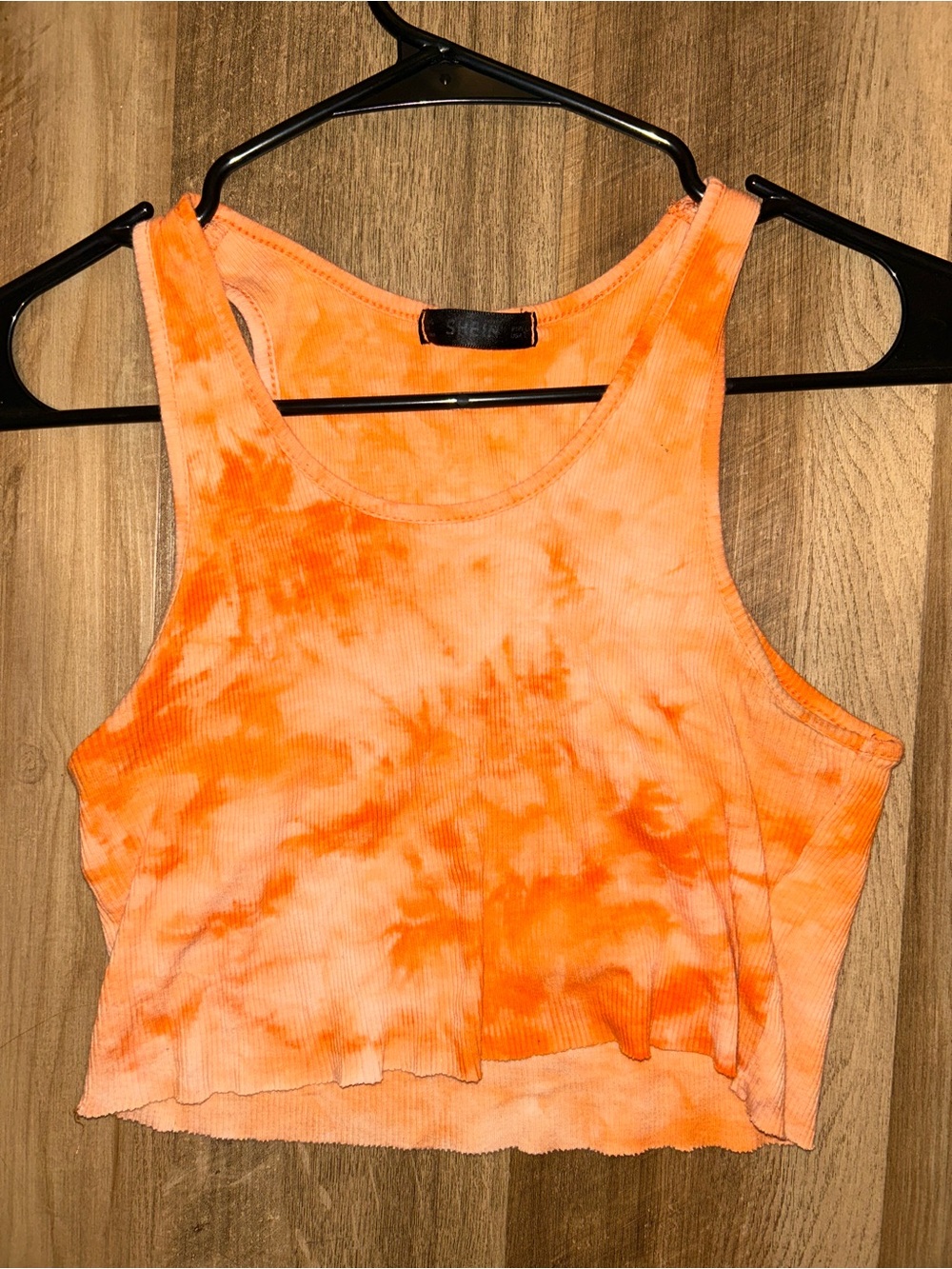 Tie-Dye Orange Ribbed Crop Tank Top - Women